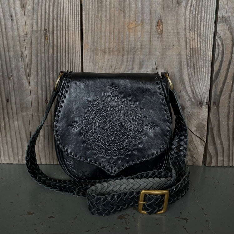 Retro Vibes Carved Leather Handbag