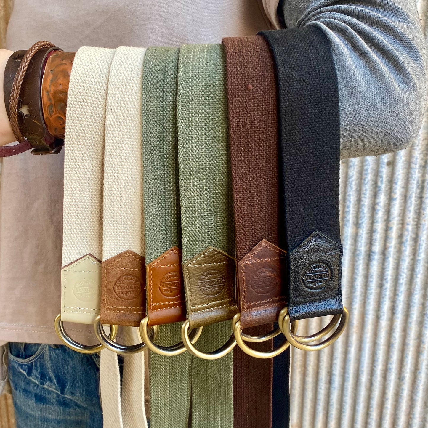 A Canvas & Leather D-ring Belt