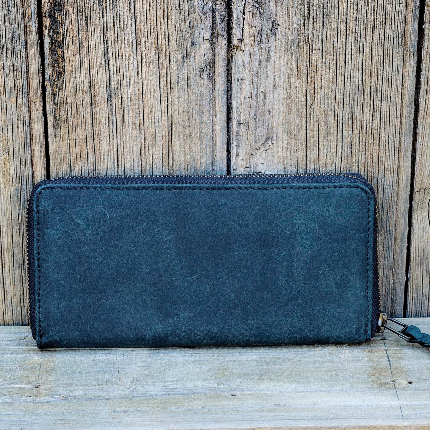 Slender Zippered Leather Purse / Wallet