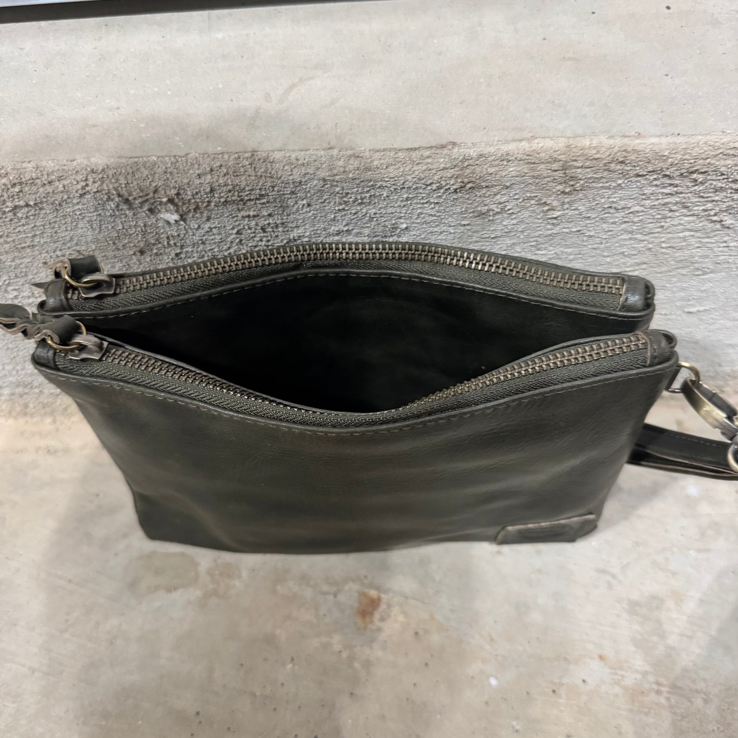 A Leather Double Compartment Clutch