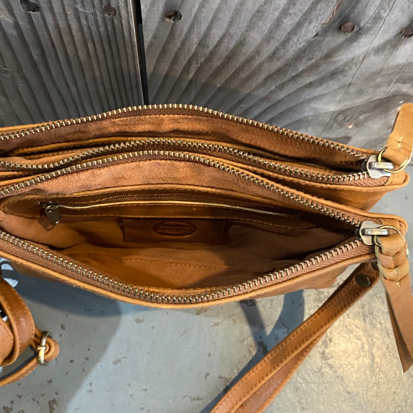 A Leather Double Compartment Clutch