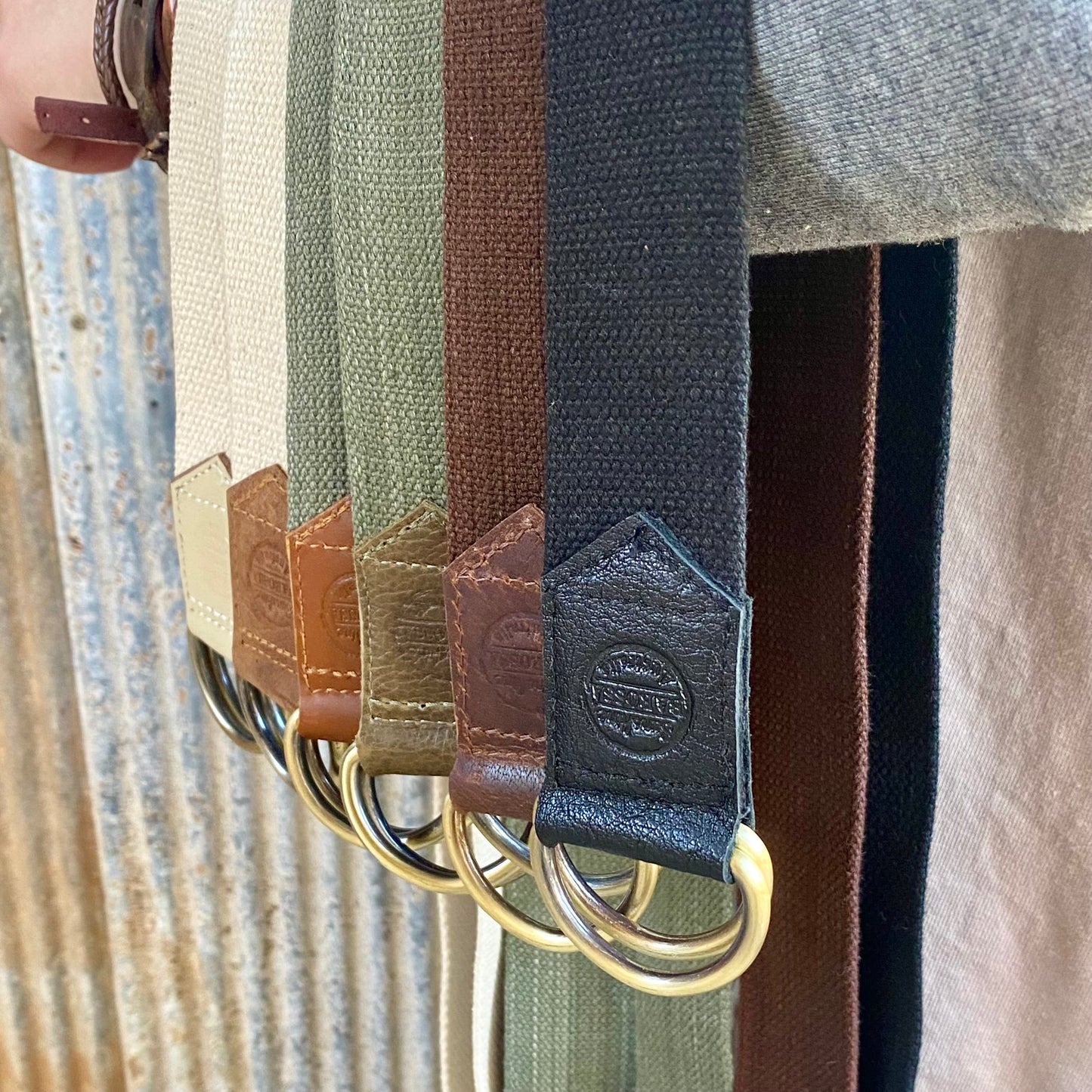 A Canvas & Leather D-ring Belt
