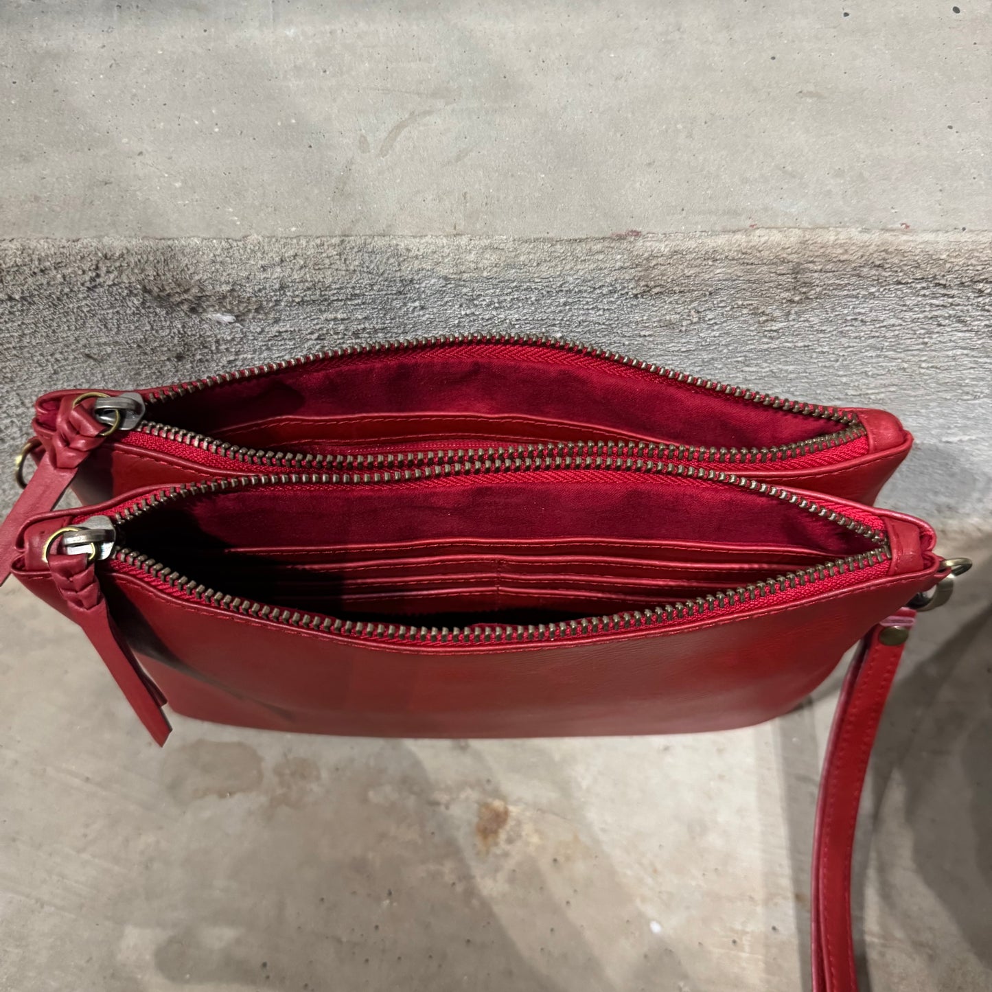 A Leather Double Compartment Clutch