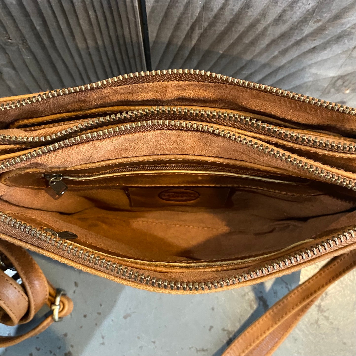 A Leather Double Compartment Clutch