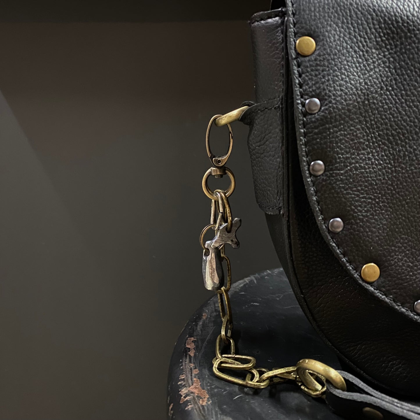 Jeweled Saddle Bag in Vintage Black