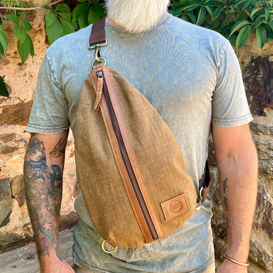 Canvas & Leather Sling Bag