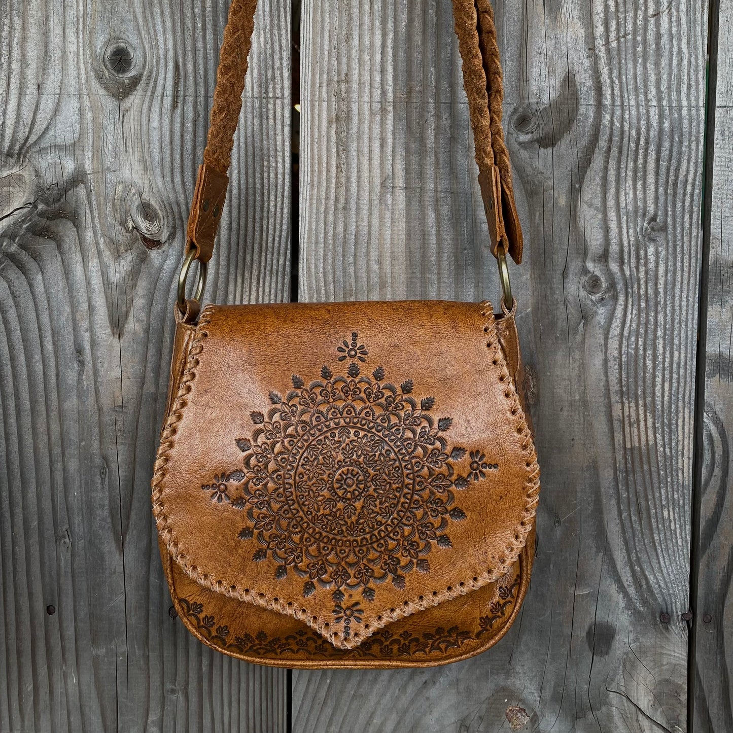 Retro Vibes Carved Leather Handbag