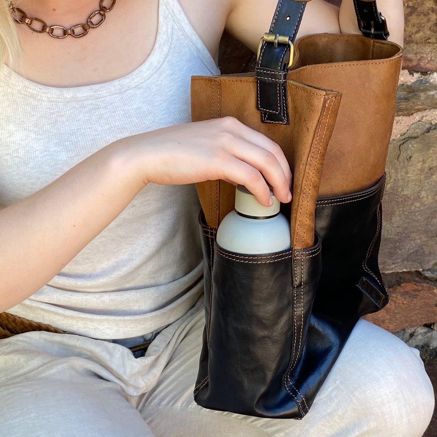 A Four Pocket Leather Tote