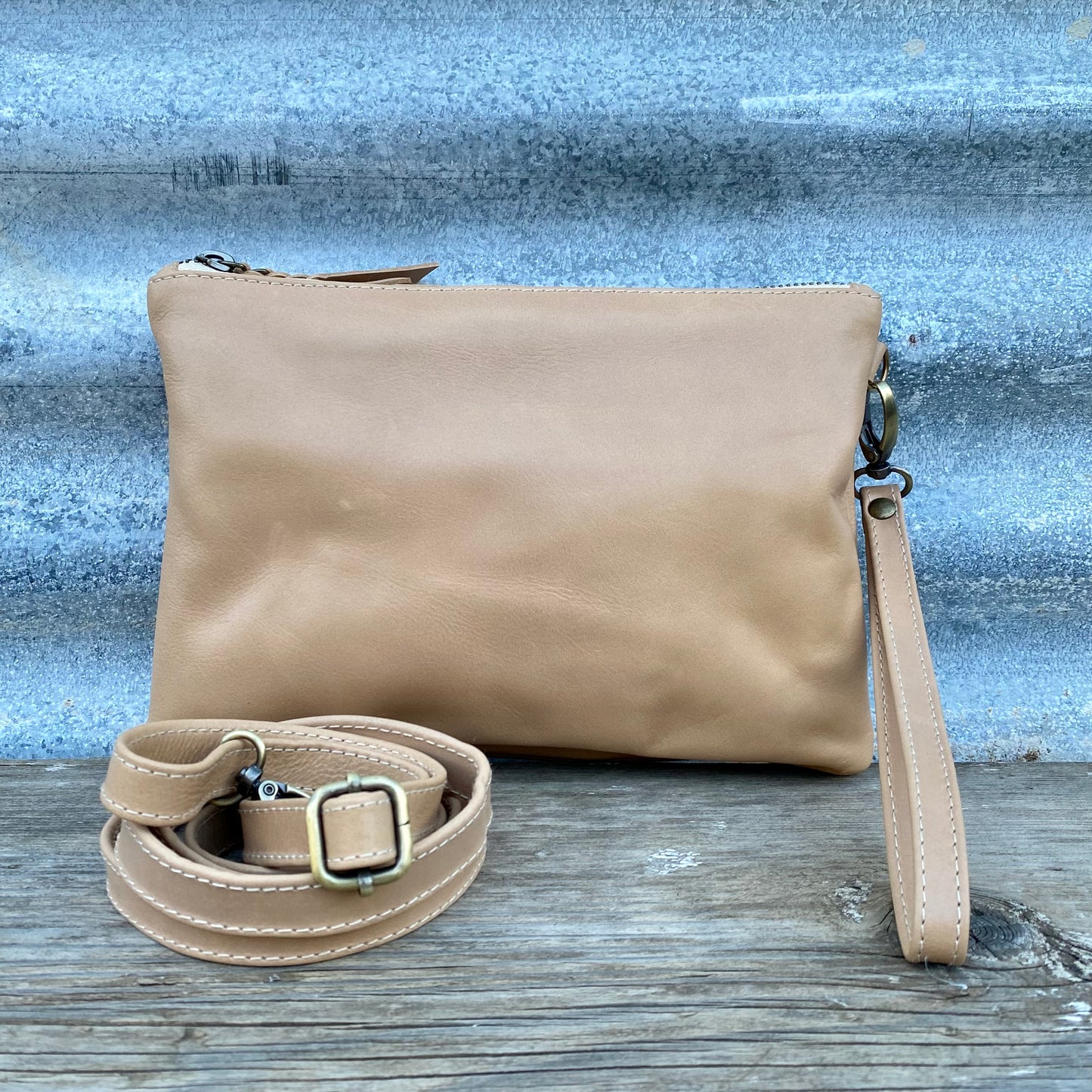 A Strong Leather Double Compartment Clutch