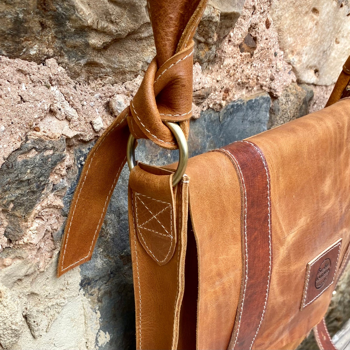 Soft Leather Satchel with Fastener