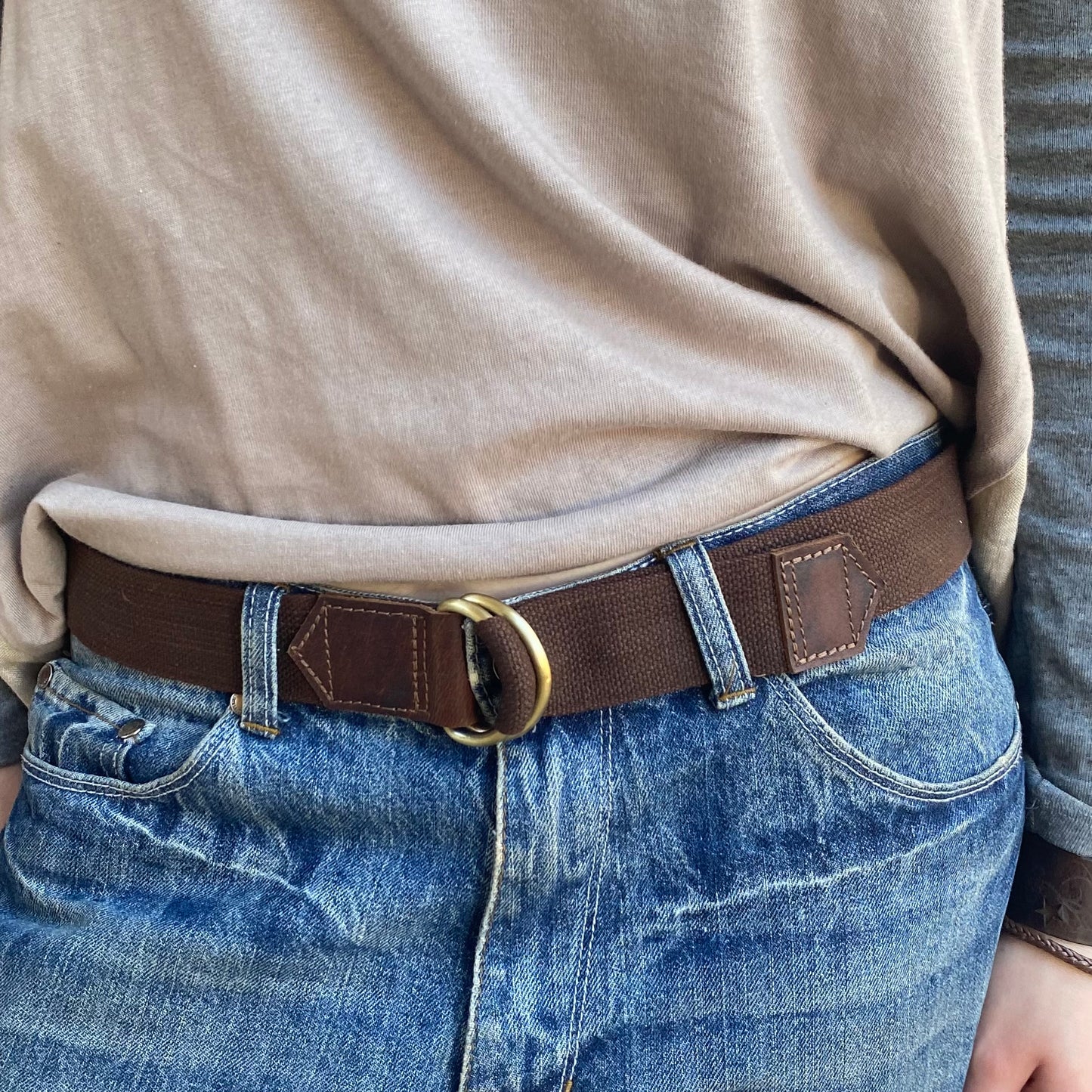 A Canvas & Leather D-ring Belt