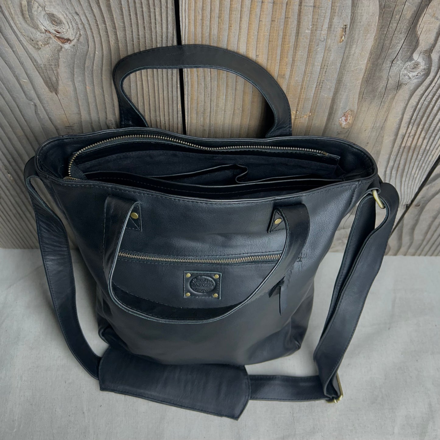 Twin-Handled Leather Work Bag