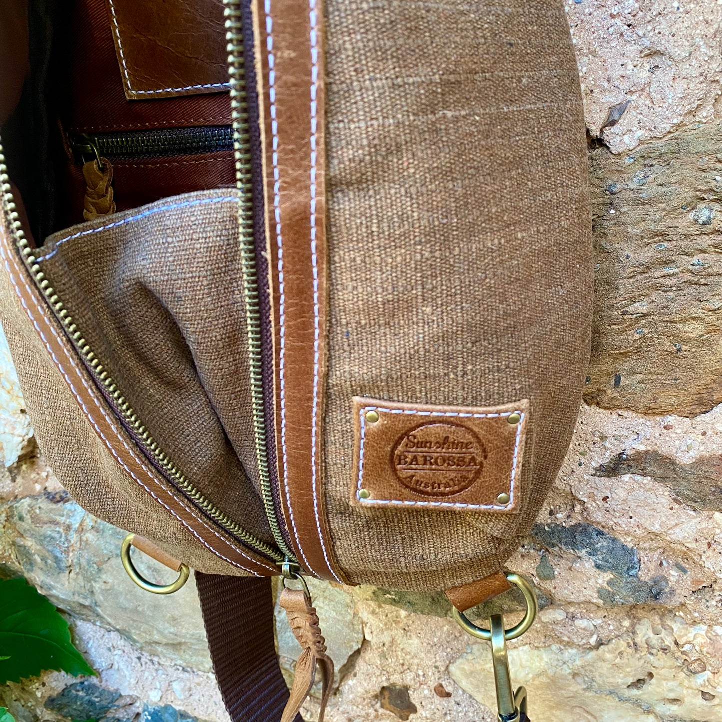 Canvas & Leather Sling Bag