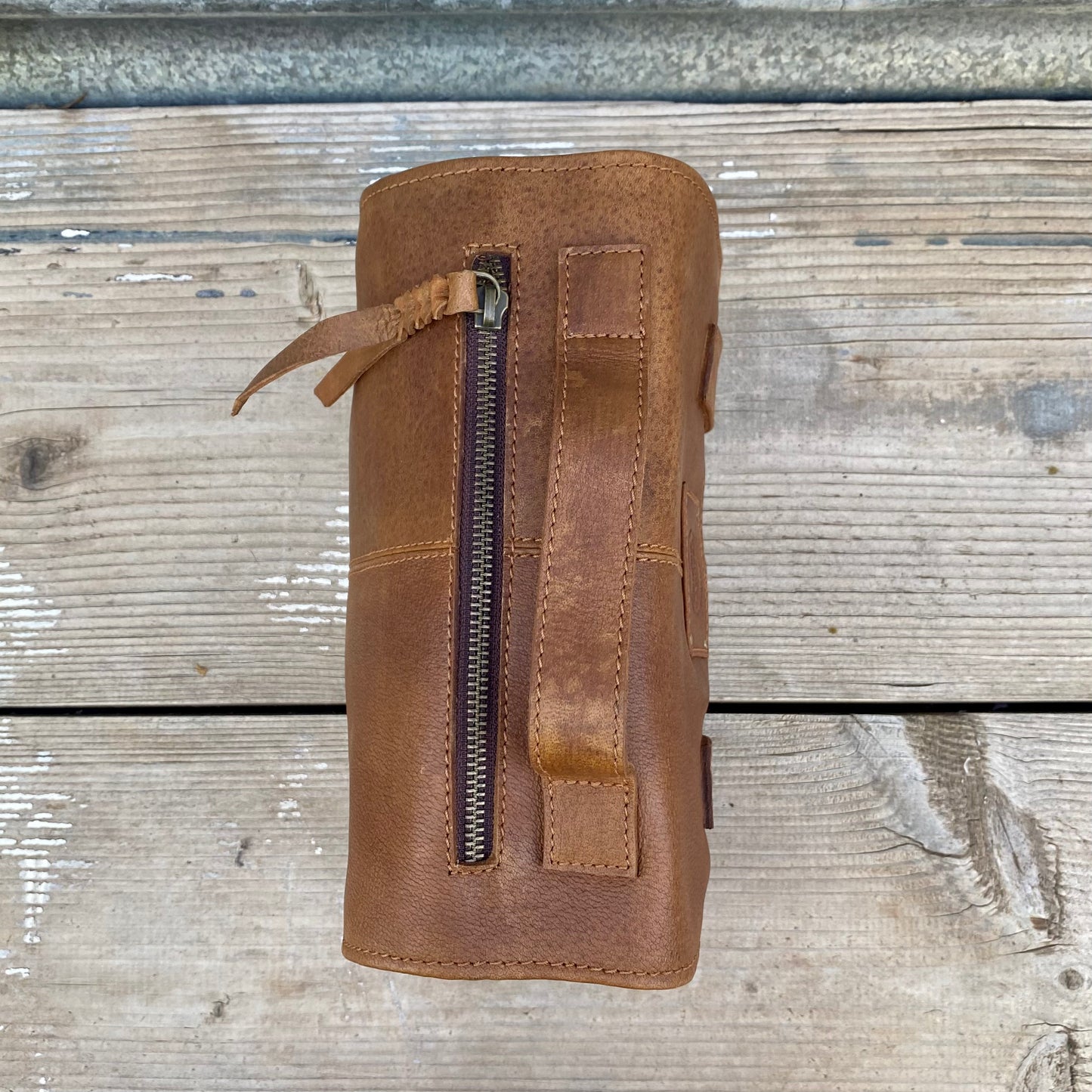 Buffalo Hide Leather Hanging Toiletry Roll