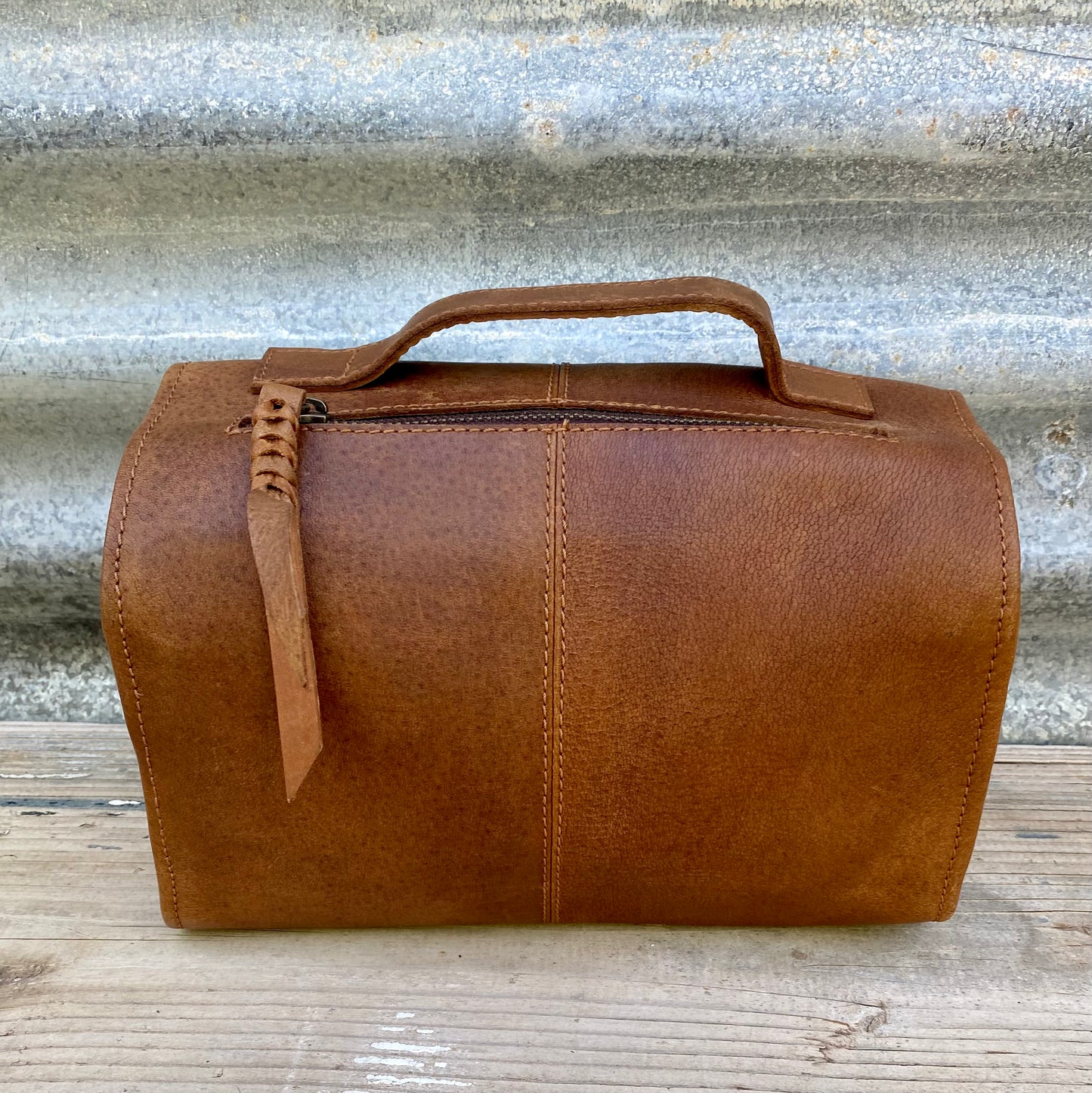 Buffalo Hide Leather Hanging Toiletry Roll