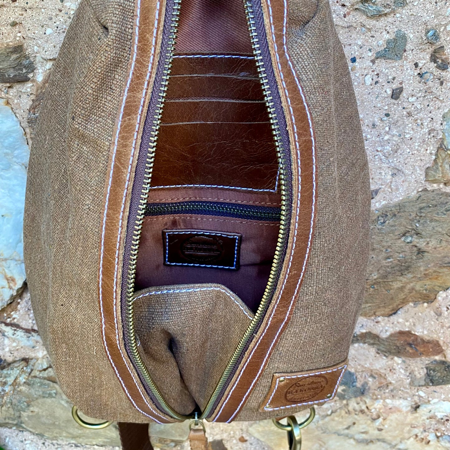 Canvas & Leather Sling Bag