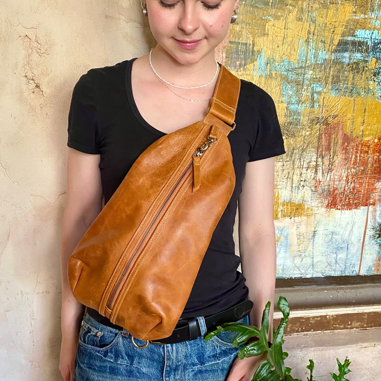 Jason Leather Sling Chest Bag