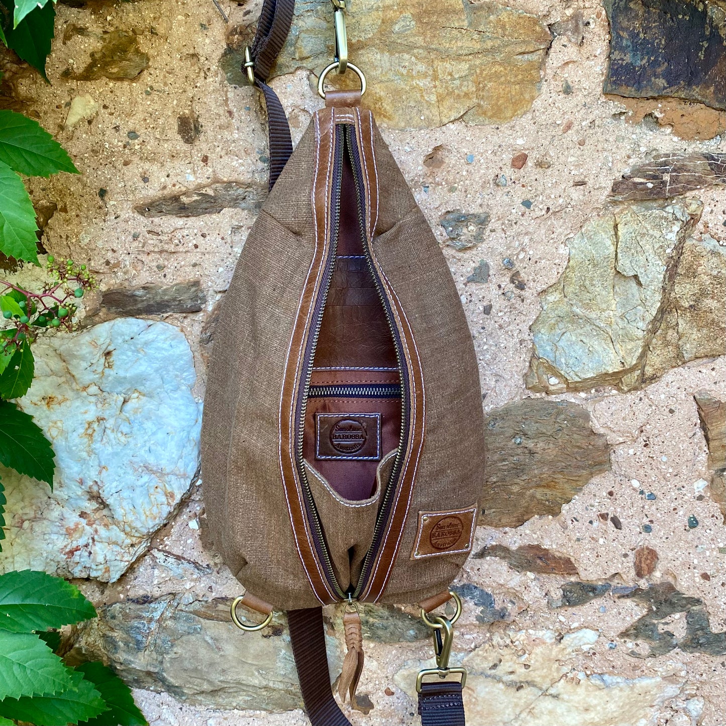 Canvas & Leather Sling Bag