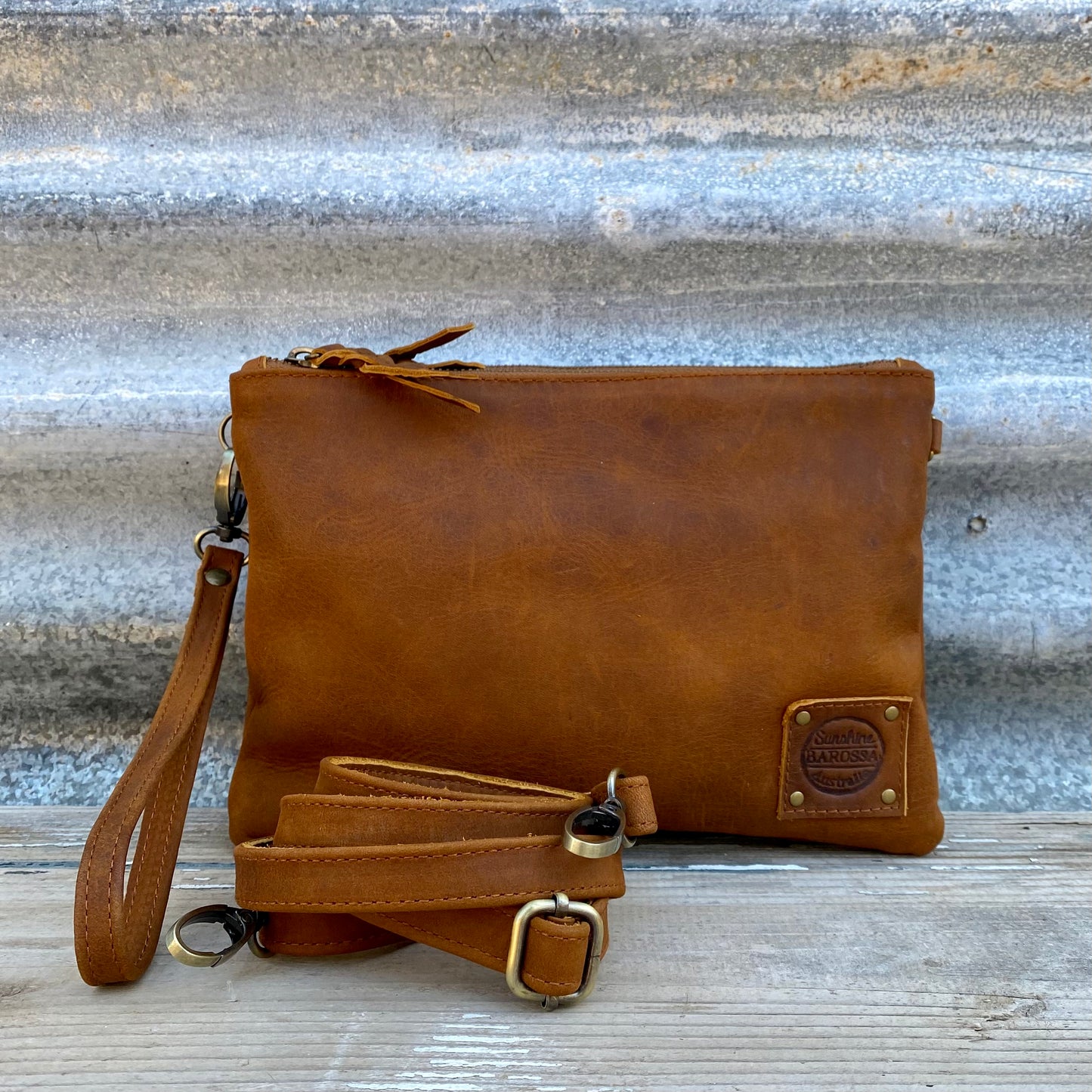 A Strong Leather Double Compartment Clutch