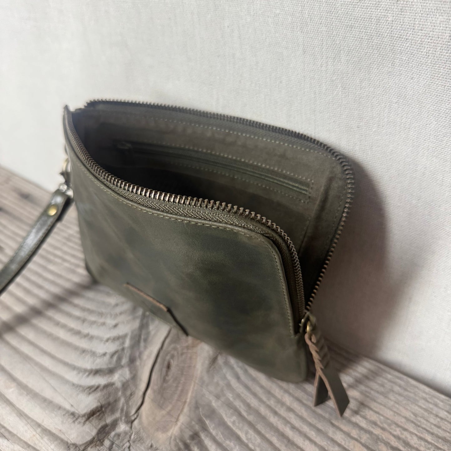 Long-Zippered Leather Clutch