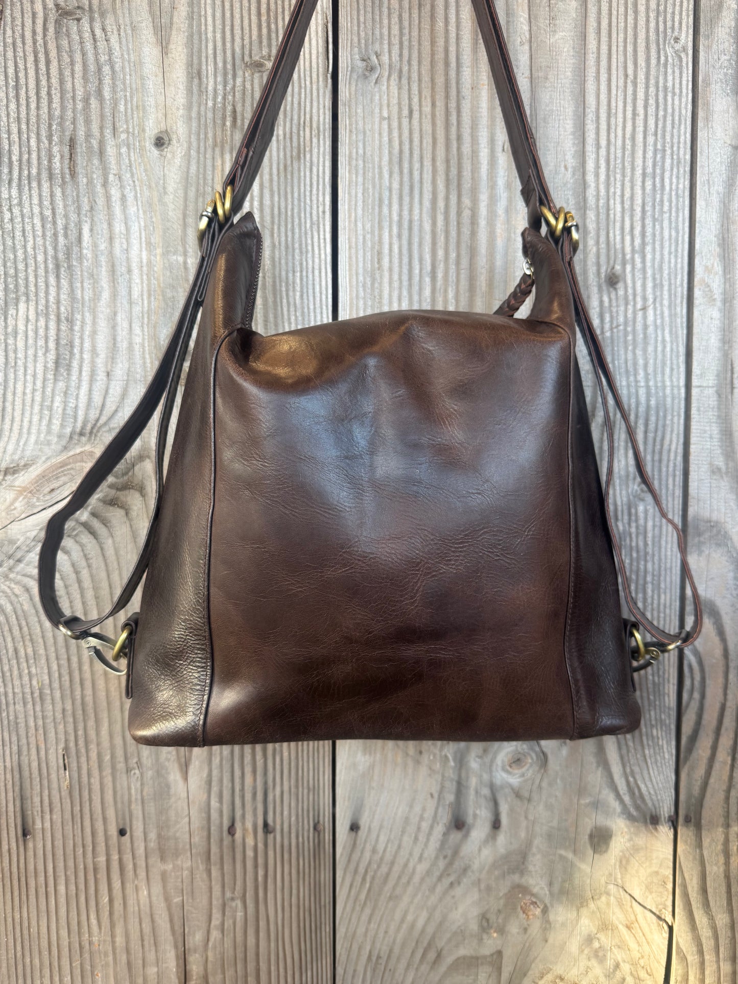 Convertible Leather Bag to Backpack
