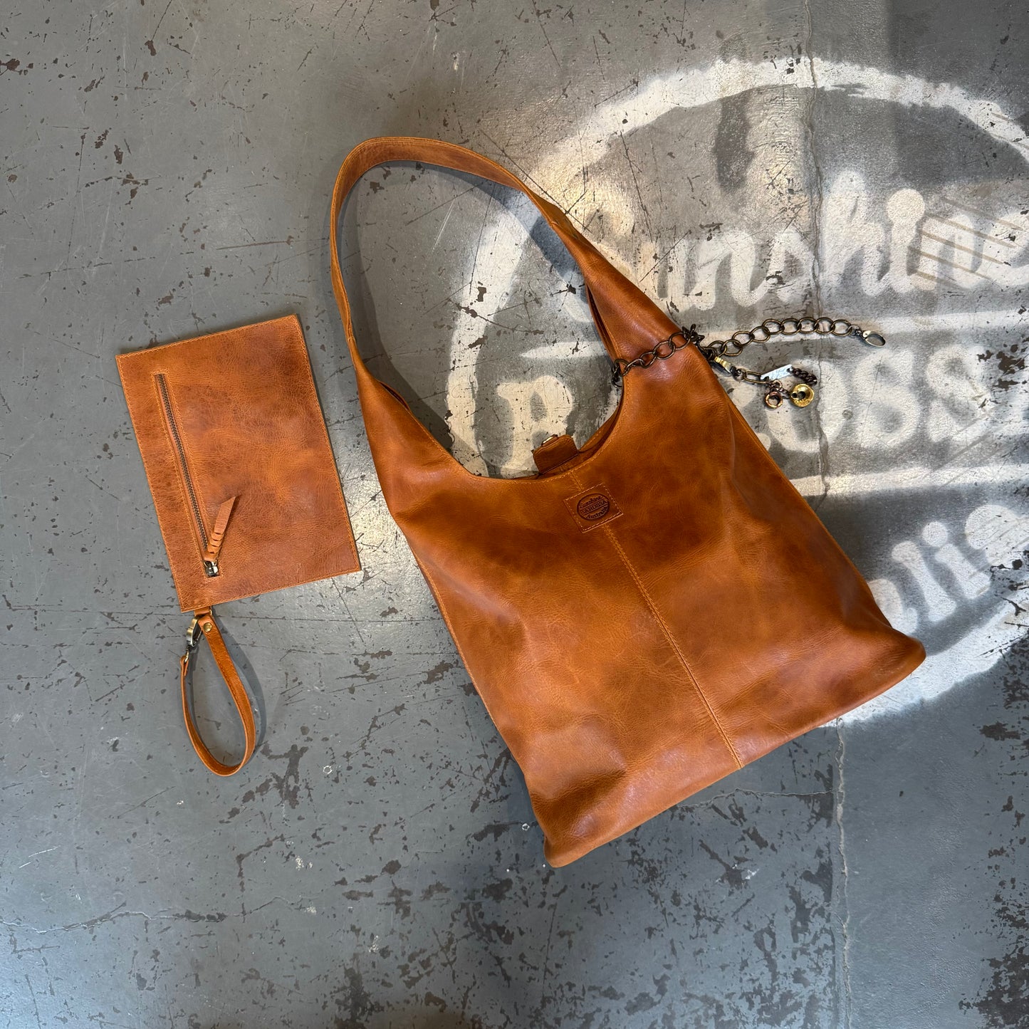 The Caramel Bling Slouch with Internal Detachable Clutch