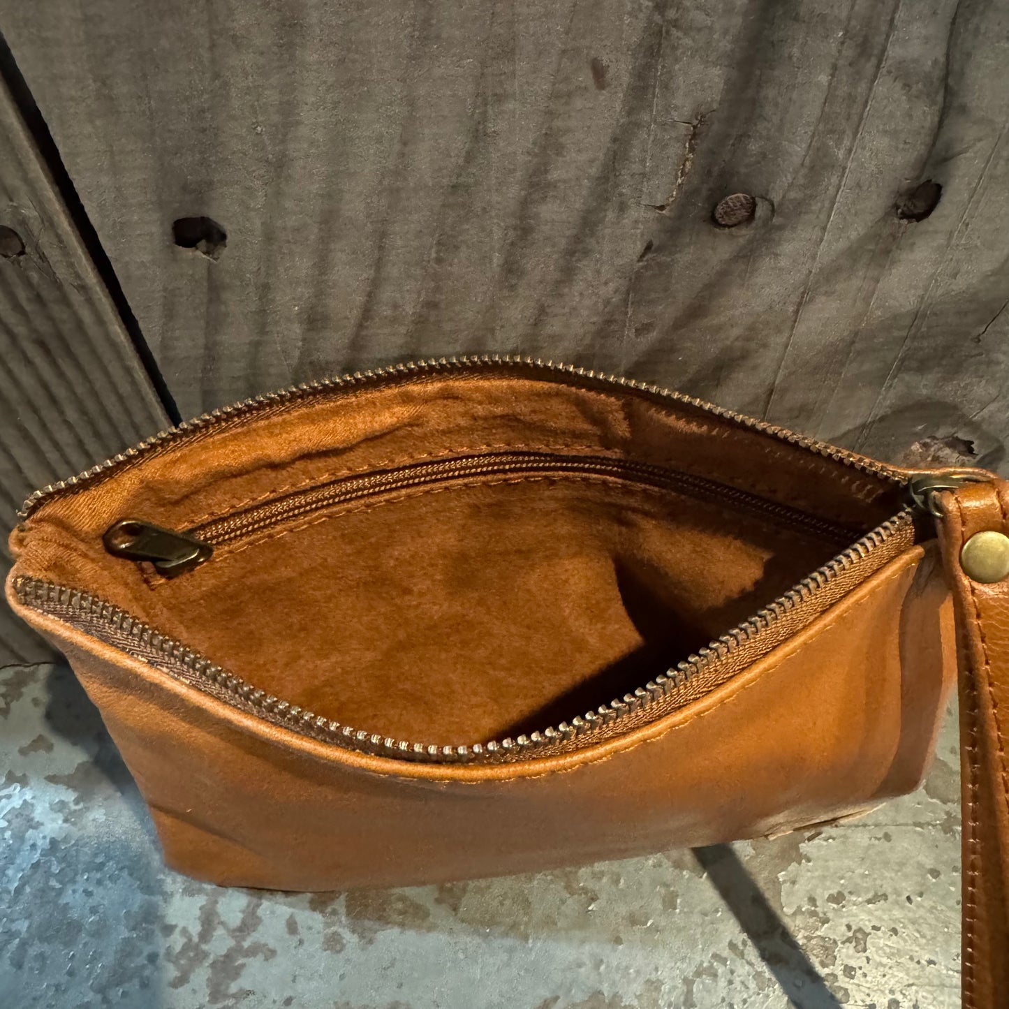 Leather Phone Clutch With Wrist Strap
