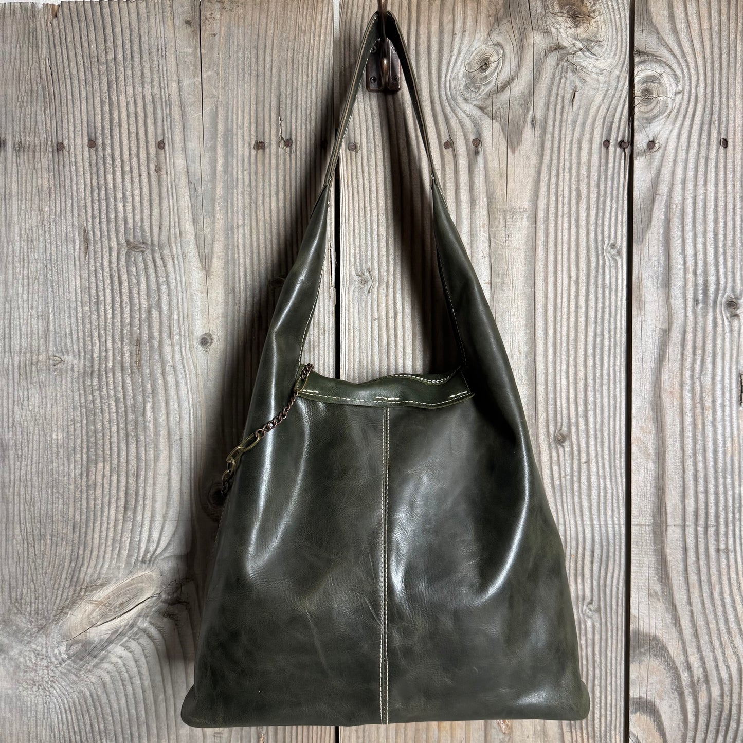 Vintage Green Bling Slouch with Detachable Clutch