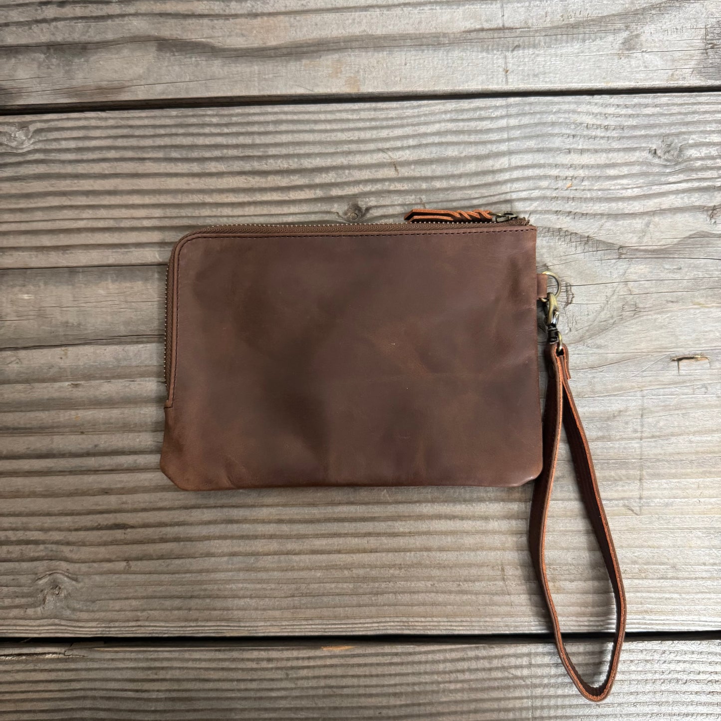 Long-Zippered Leather Clutch