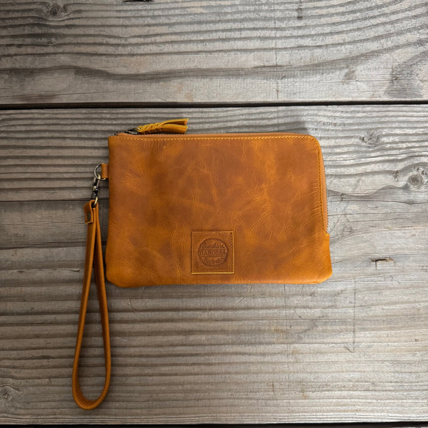 Long-Zippered Leather Clutch