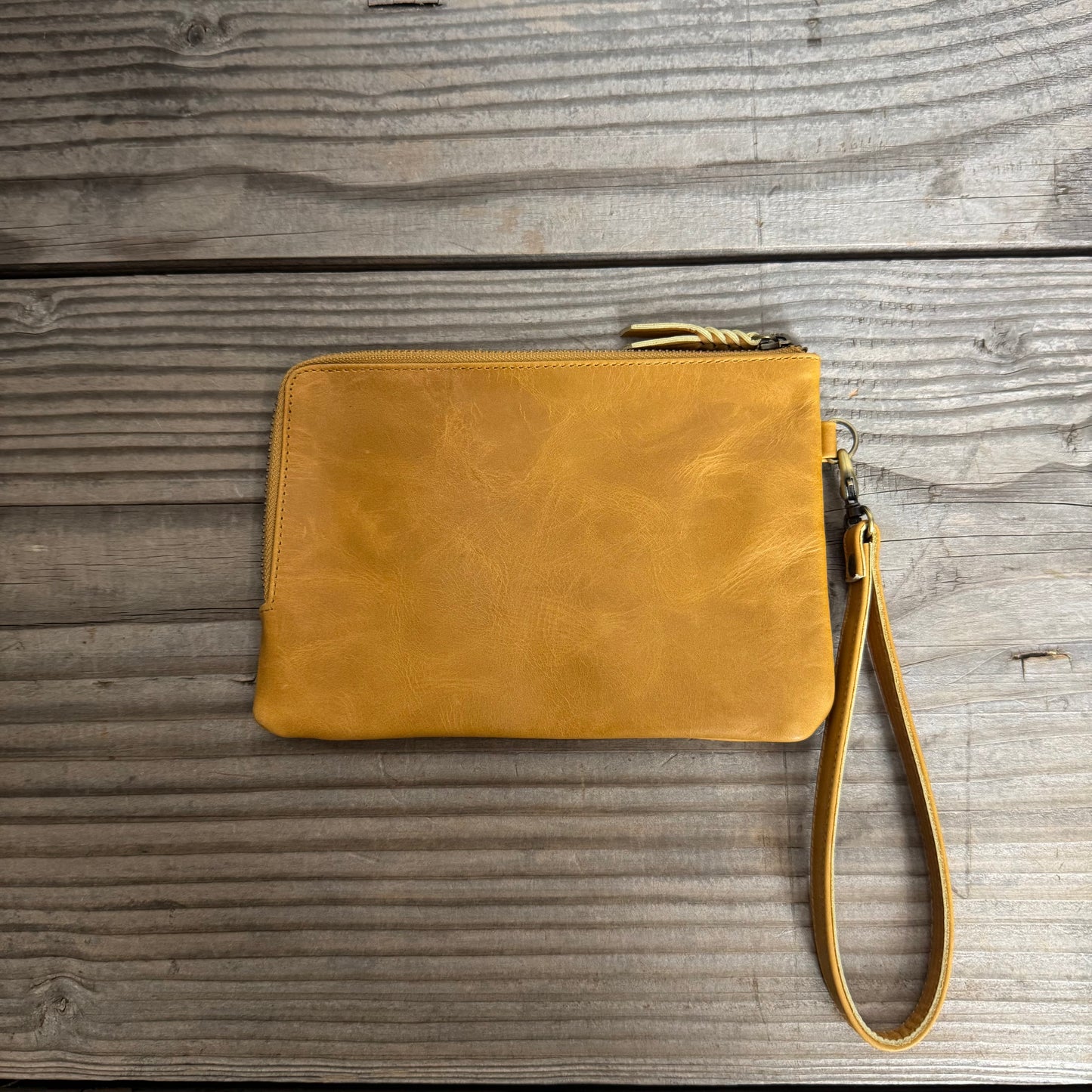Long-Zippered Leather Clutch