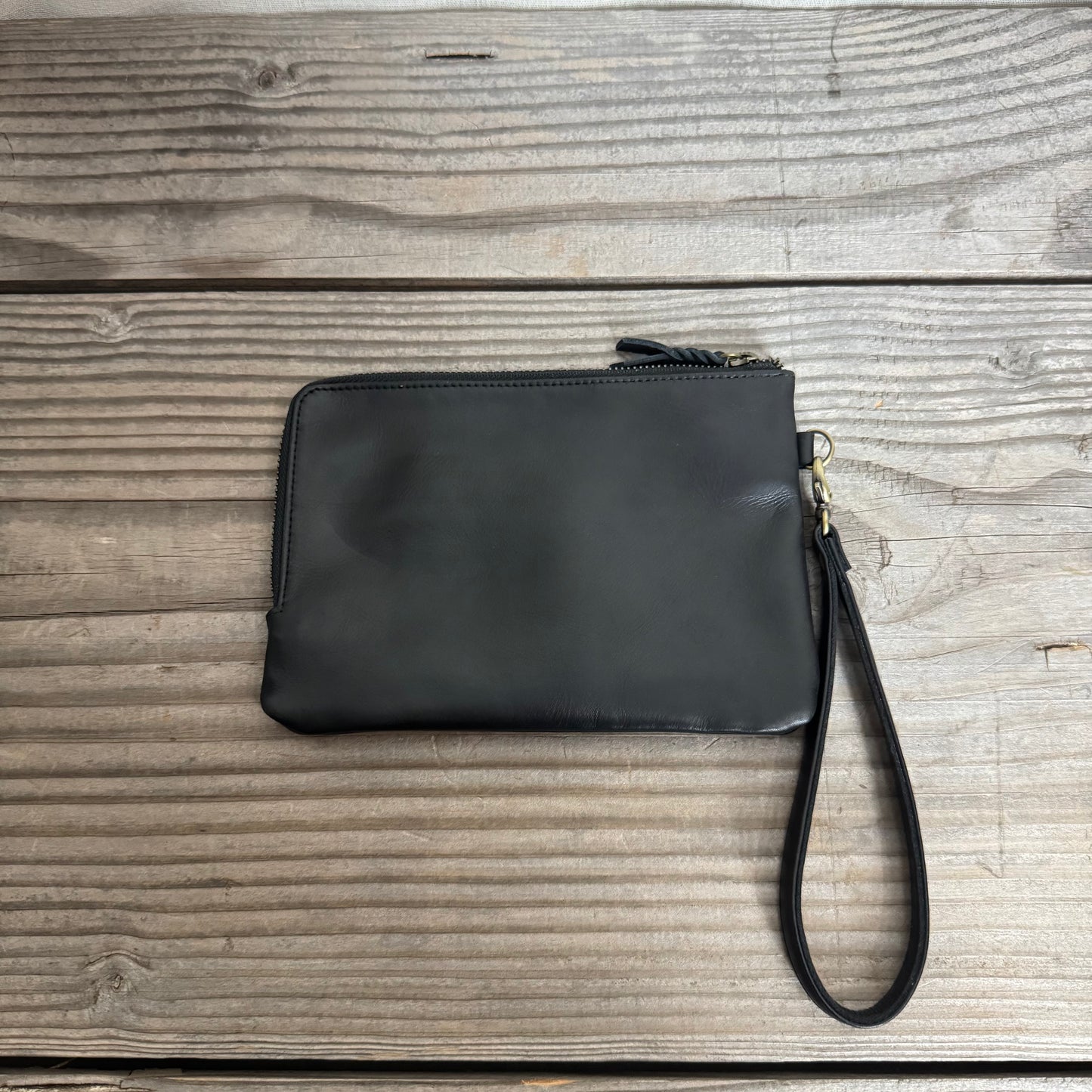 Long-Zippered Leather Clutch