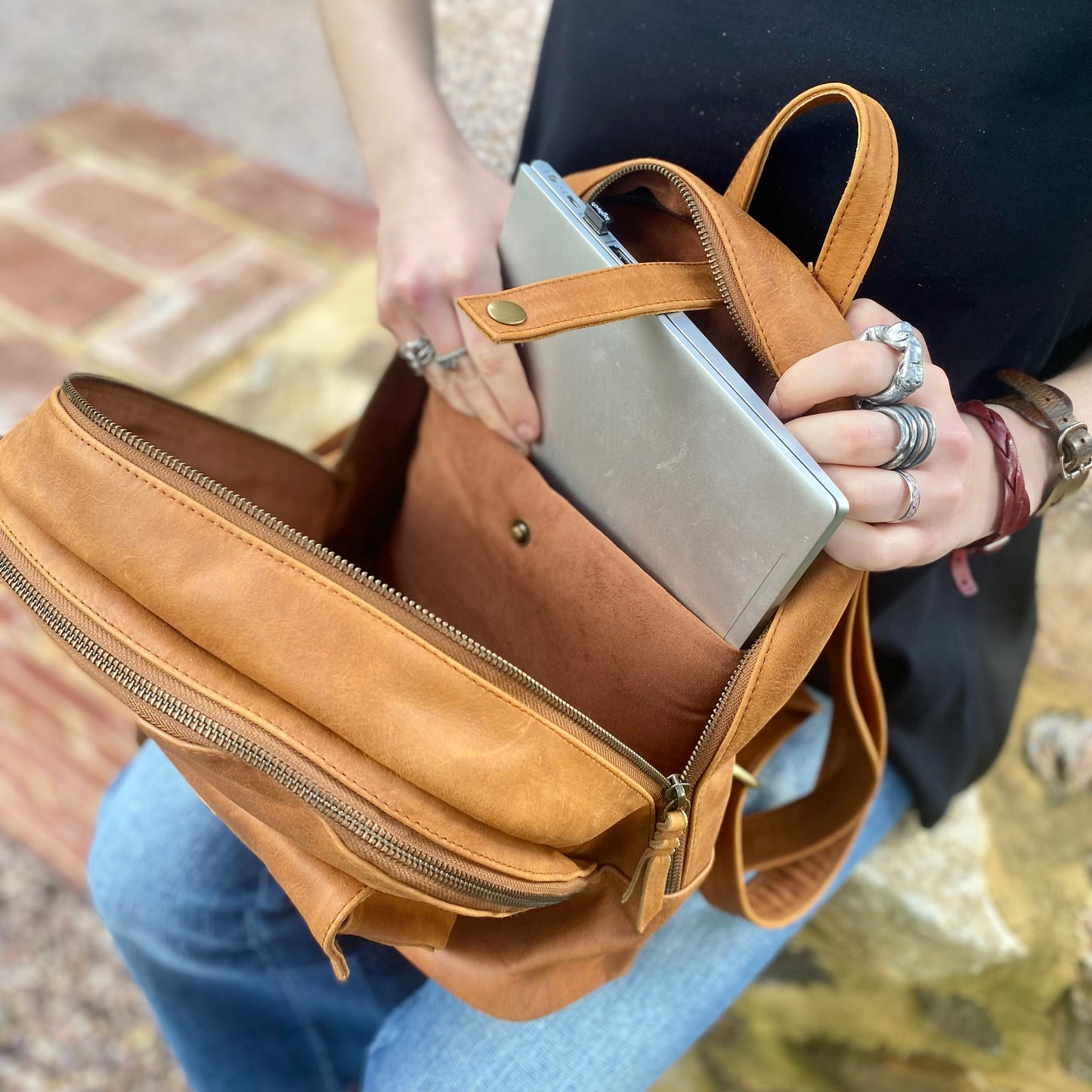 Traditional Leather Backpack