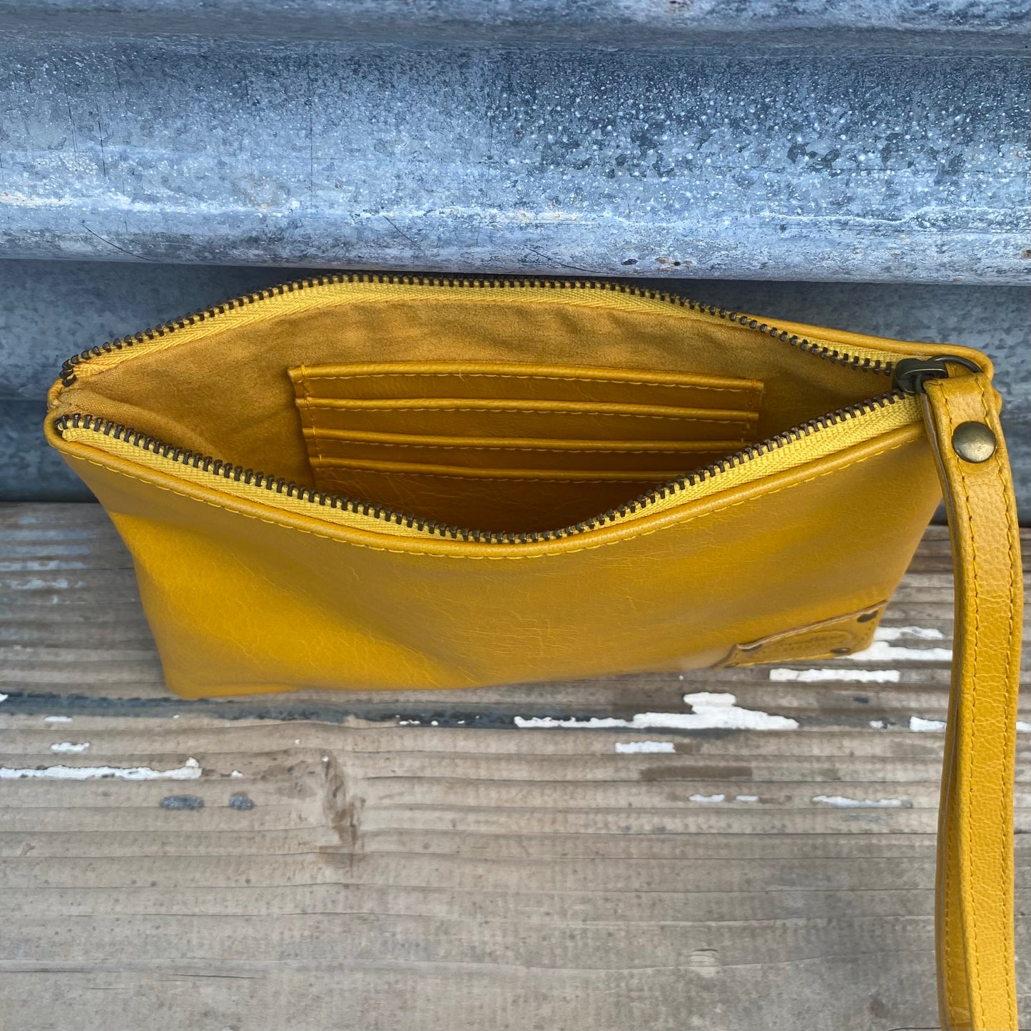 Leather Phone Clutch With Wrist Strap