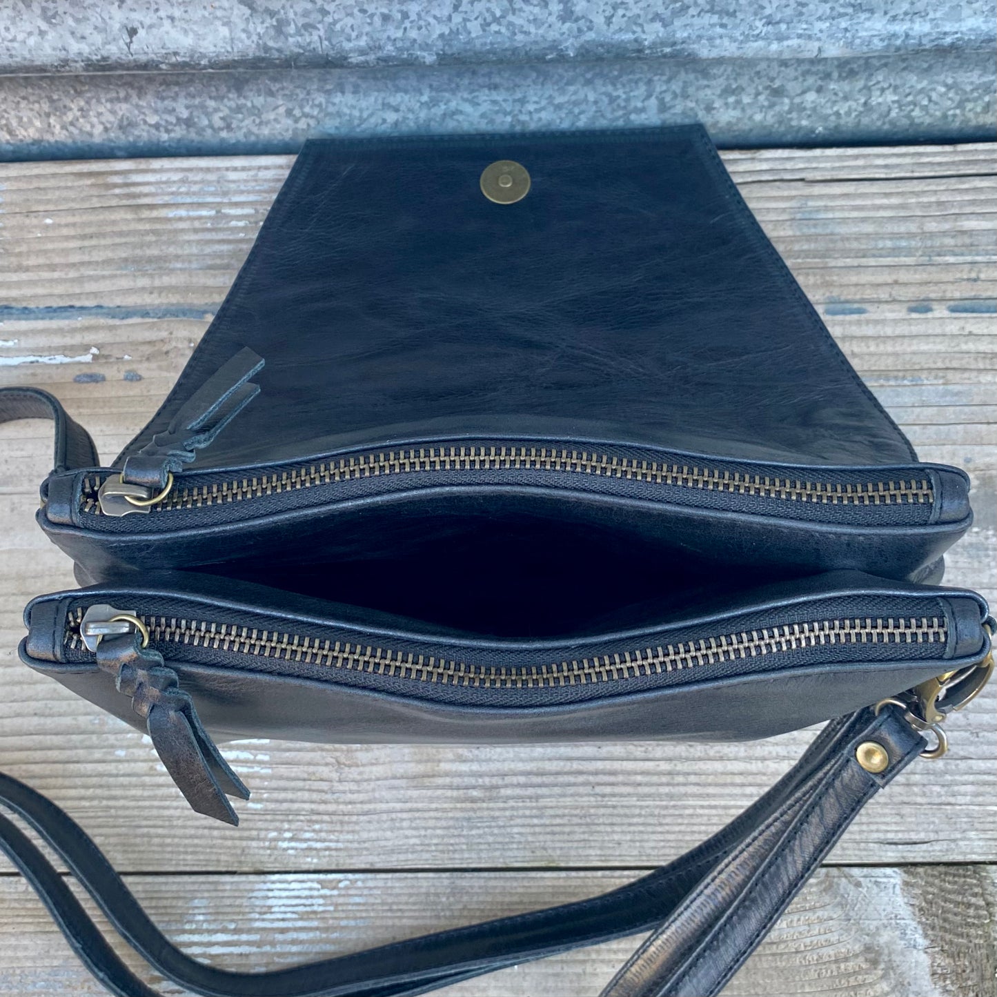 Double Compartment Woven Flap Clutch