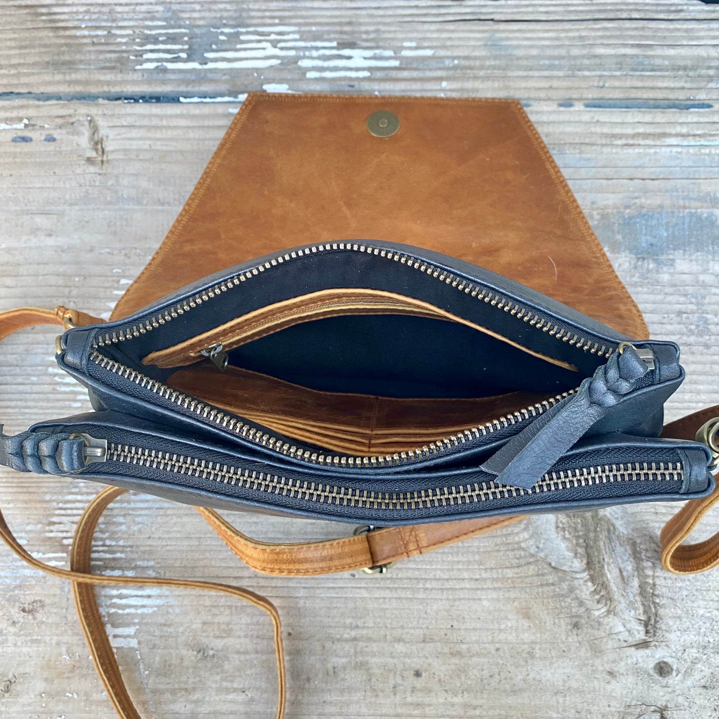 Double Compartment Woven Flap Clutch