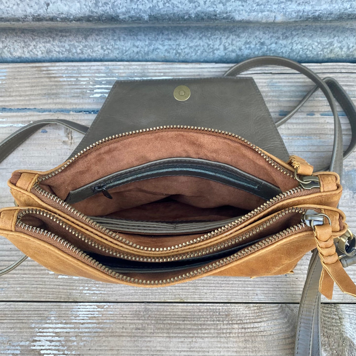 Double Compartment Woven Flap Clutch