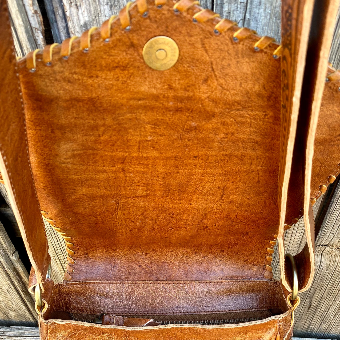 Retro Vibes Carved Leather Handbag