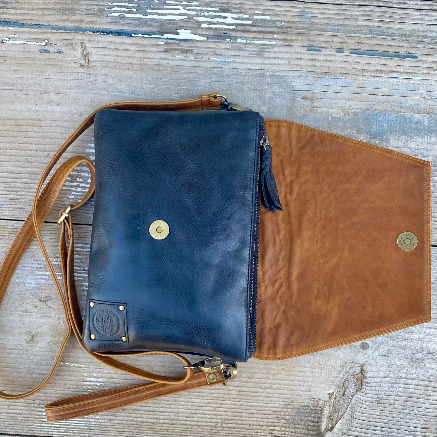 Double Compartment Woven Flap Clutch