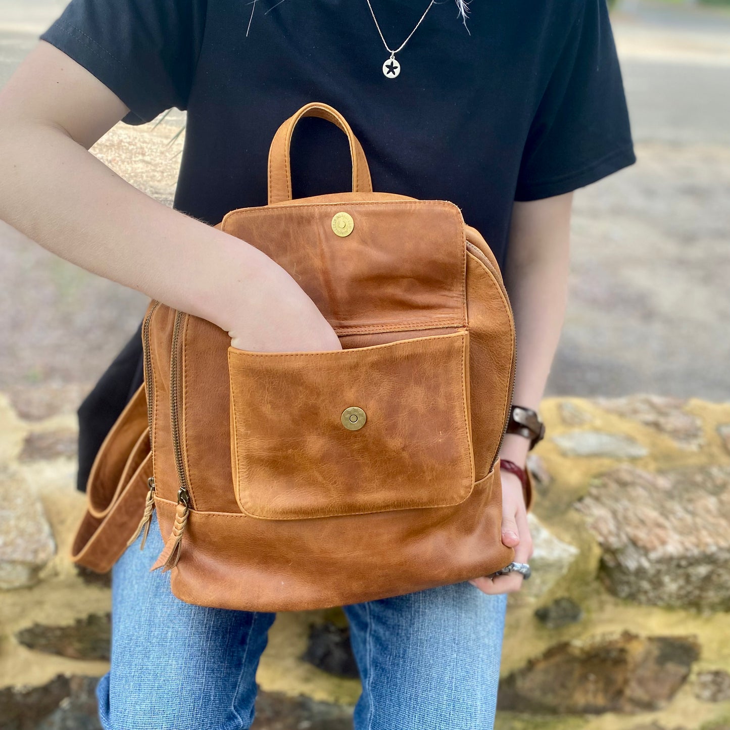 Traditional Leather Backpack