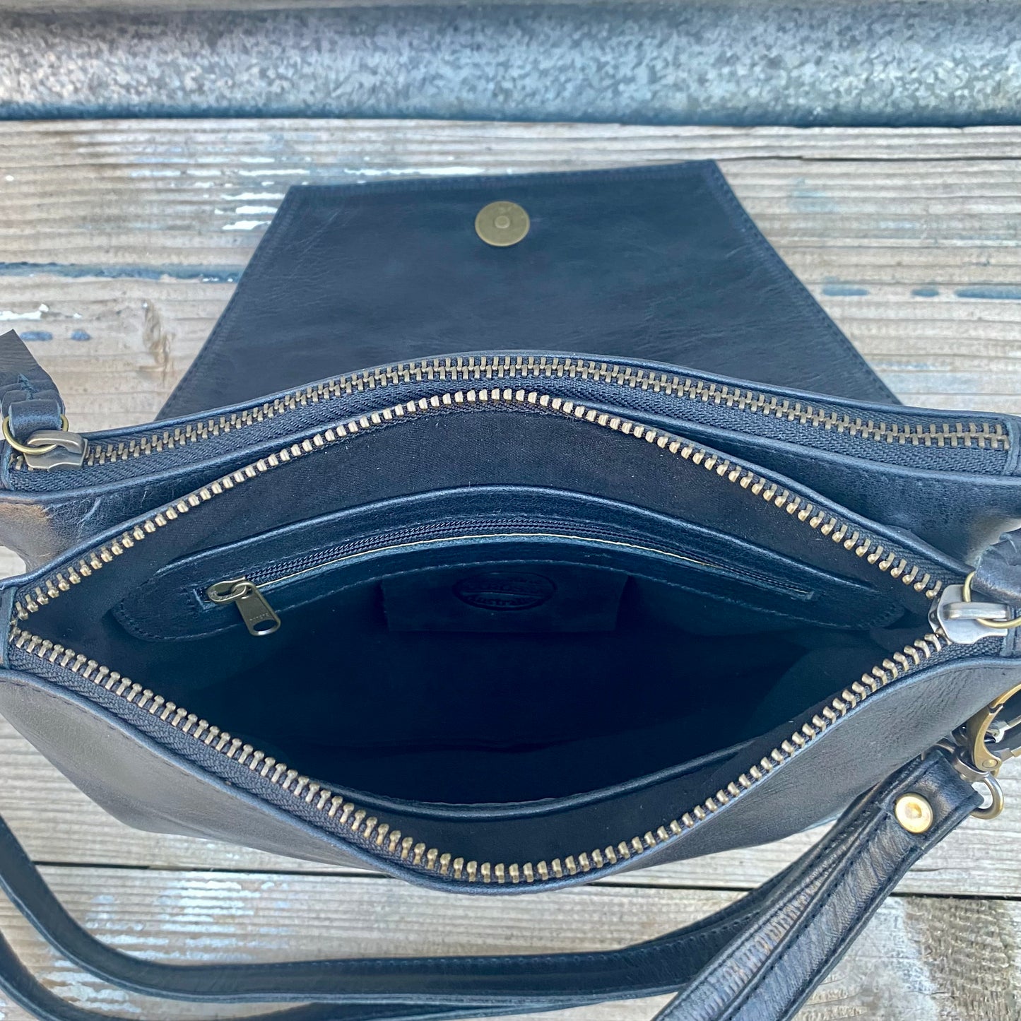 Double Compartment Woven Flap Clutch