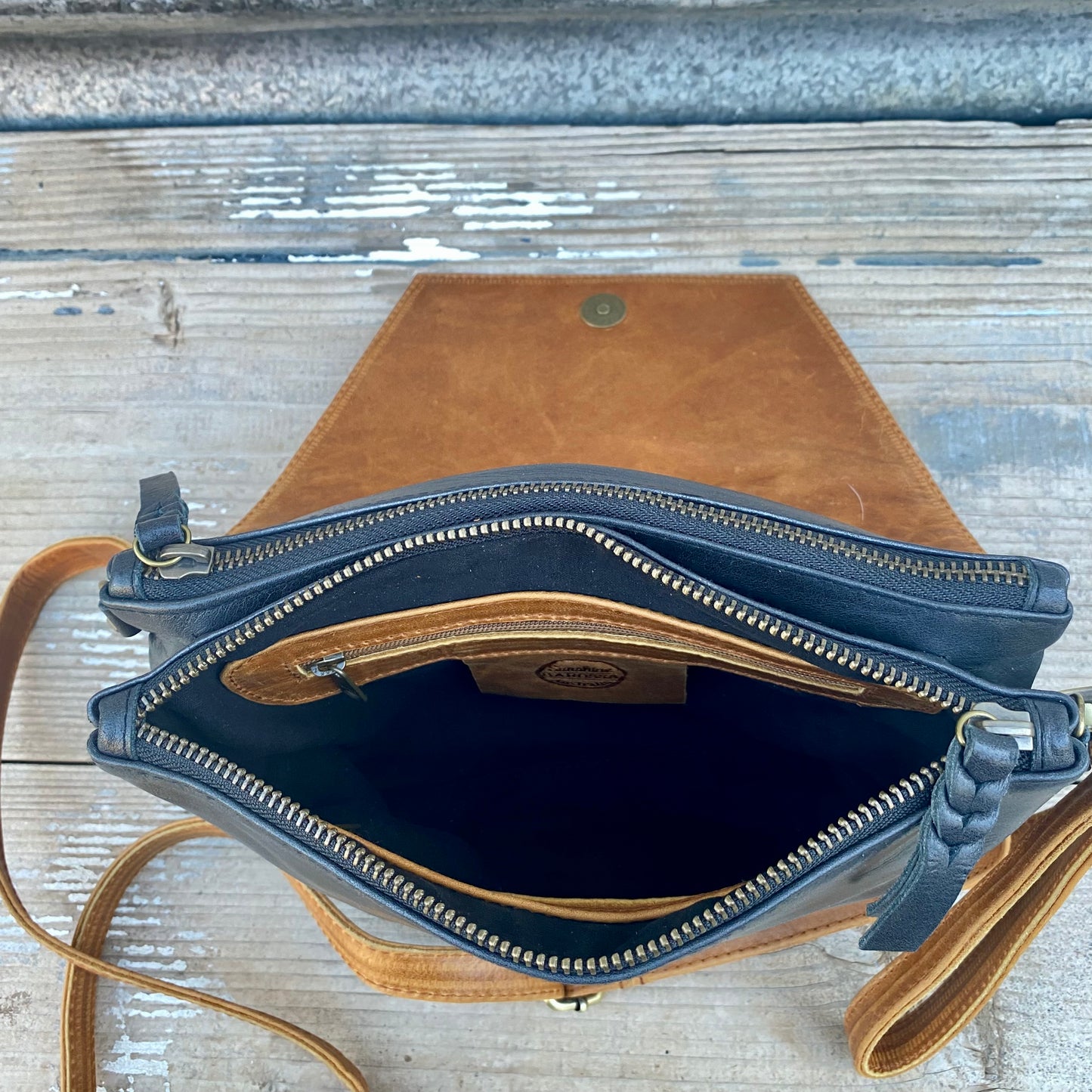 Double Compartment Woven Flap Clutch