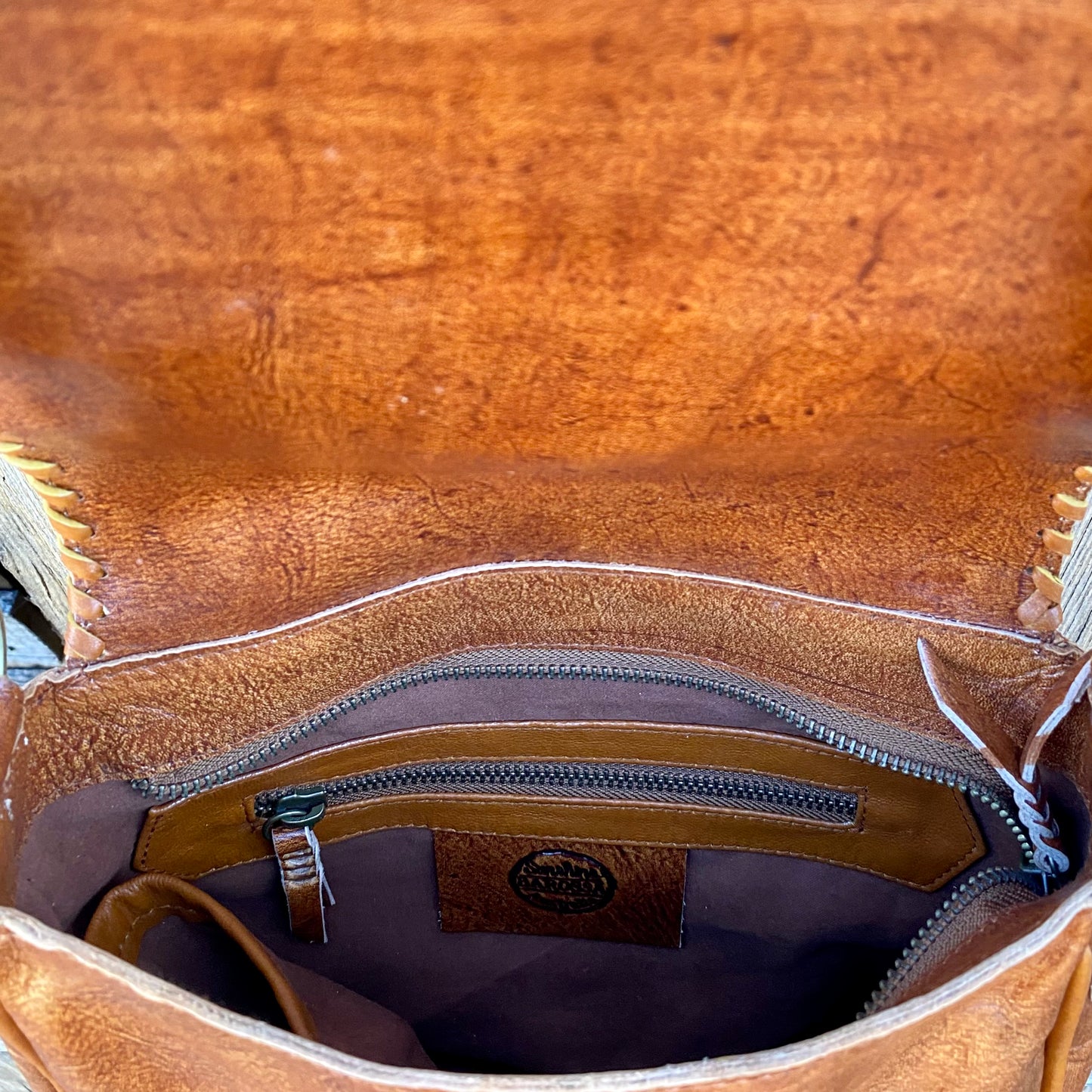 Retro Vibes Carved Leather Handbag