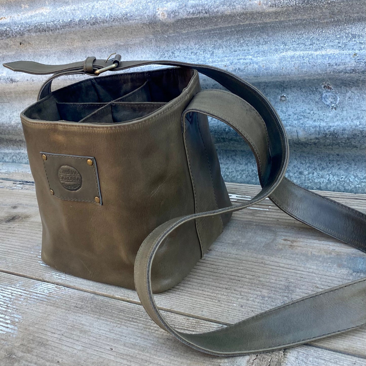 Quad Bottle Leather Wine Carrier