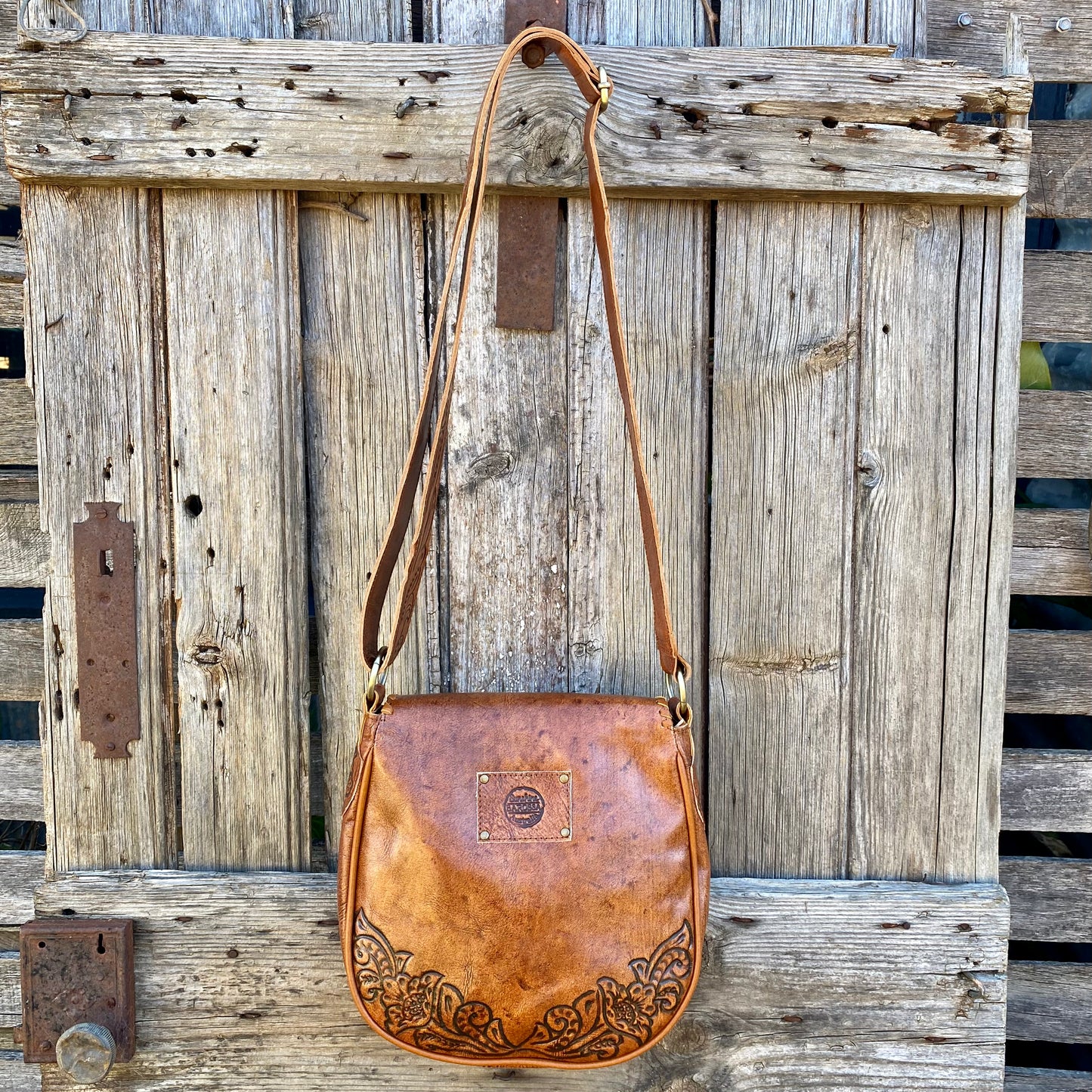Retro Vibes Carved Leather Handbag