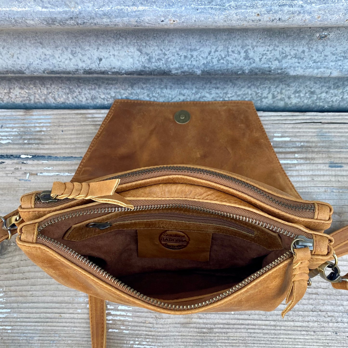 Double Compartment Woven Flap Clutch