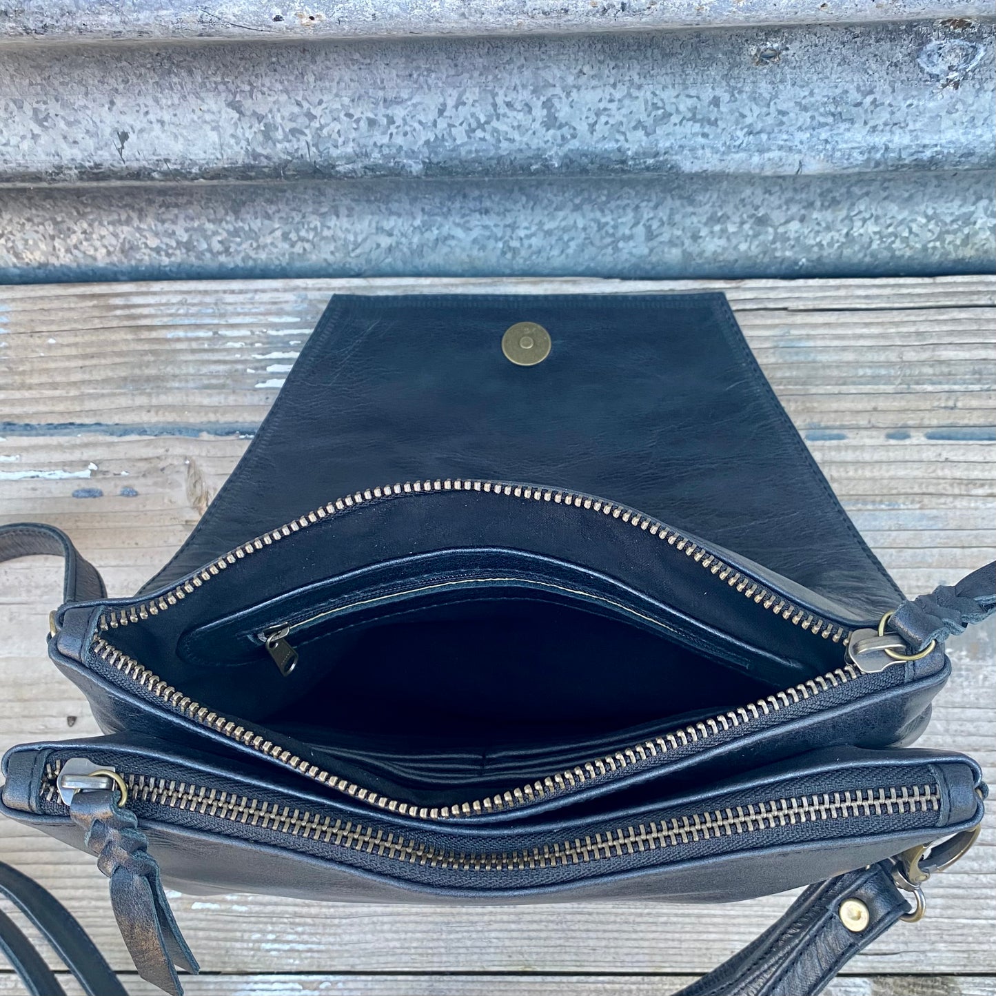 Double Compartment Woven Flap Clutch