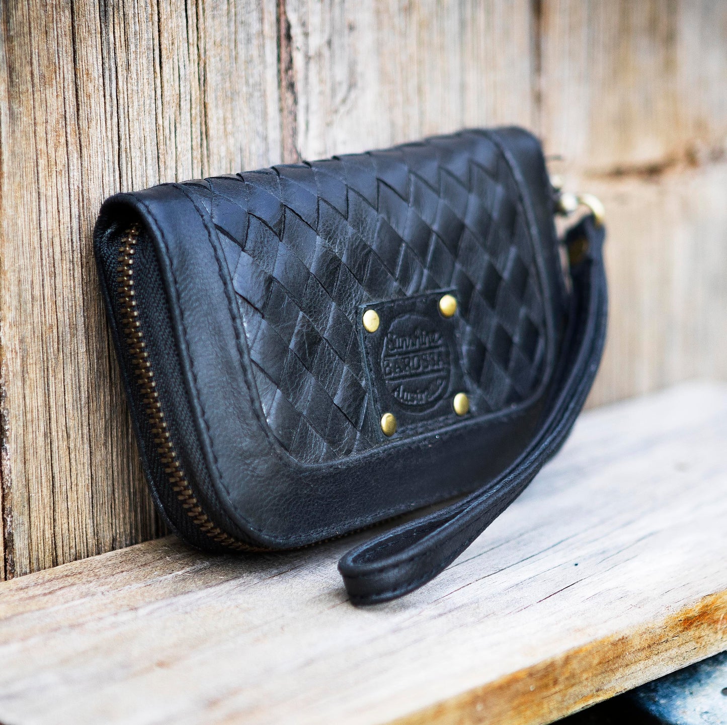 Zip-Around Leather Weave Wallet/Purse