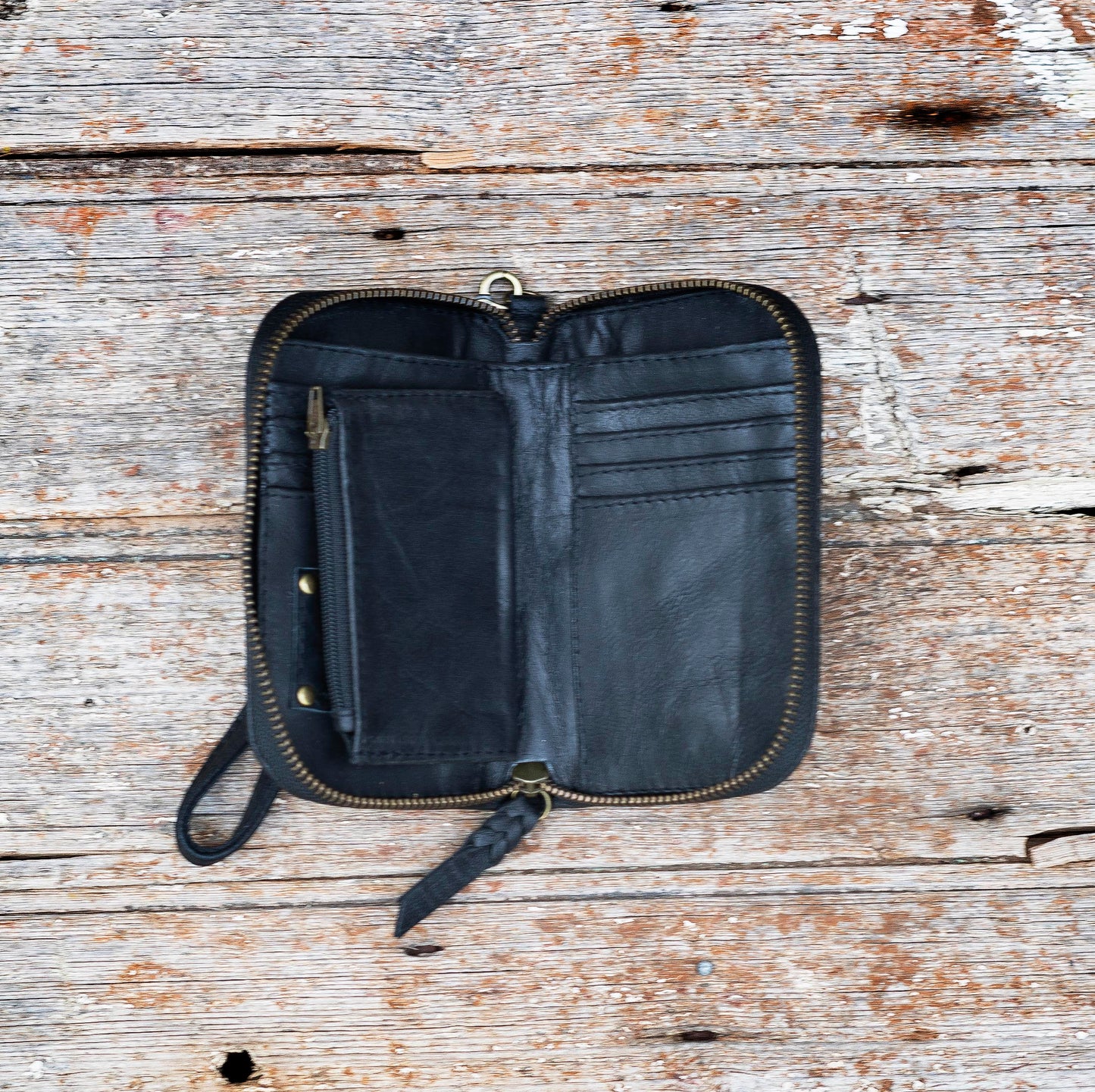 Zip-Around Leather Weave Wallet/Purse