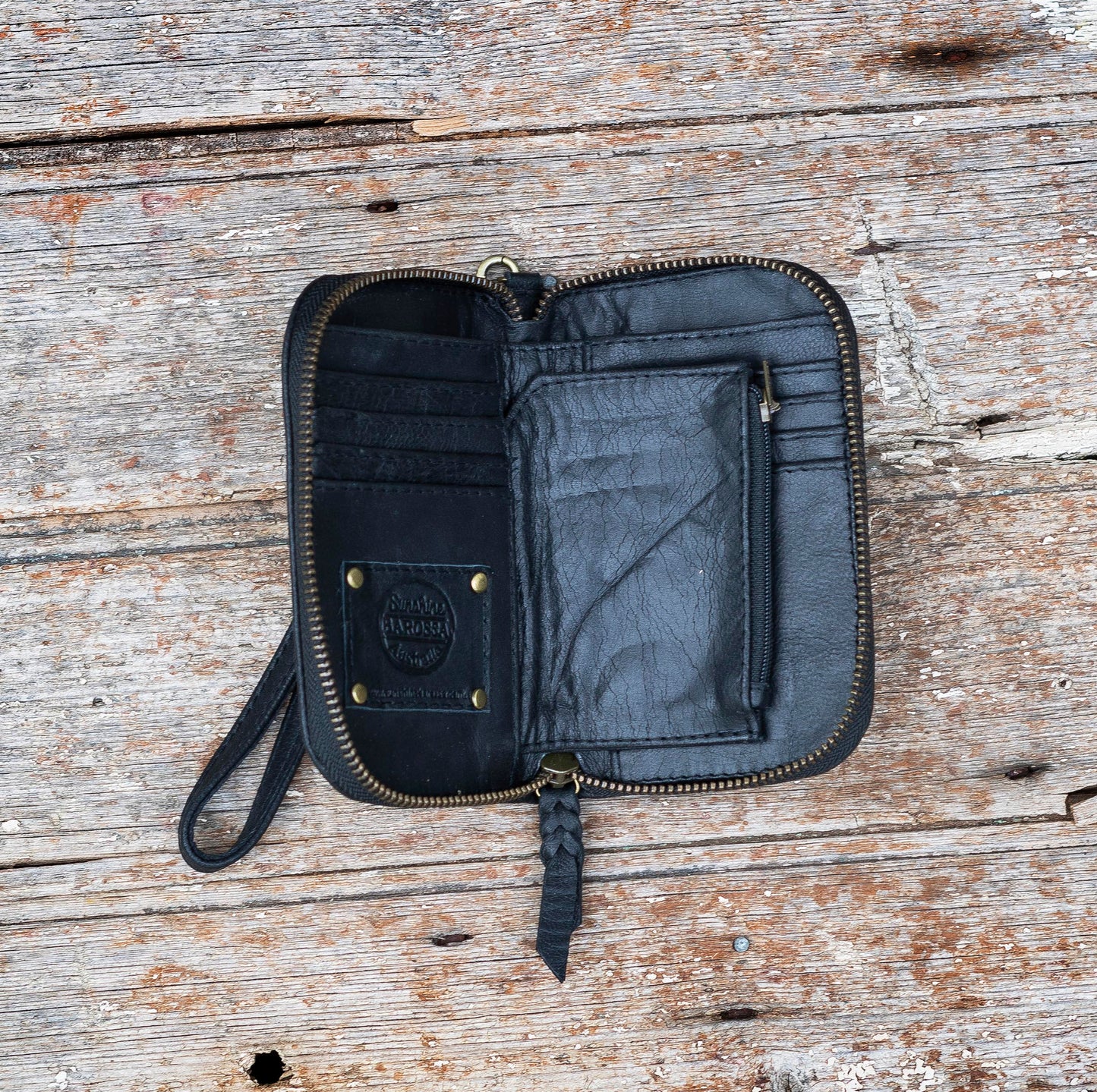Zip-Around Leather Weave Wallet/Purse